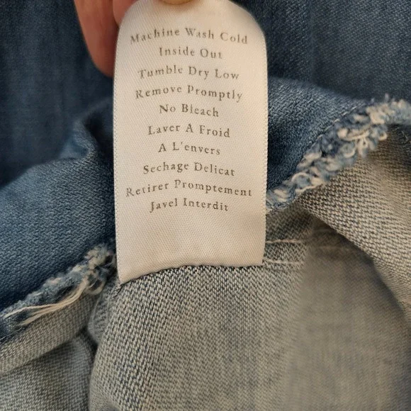 Frank & Eileen Womens XL Rory Chambray Shirt Dress Tattered Italian Cotton USA - Picture 10 of 16